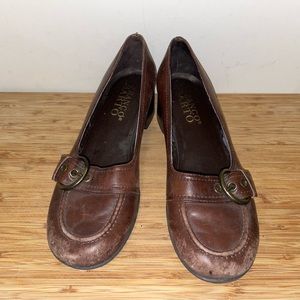 Franco Sarto brown leather loafers with 1.5” heel. 
Womens size 7
